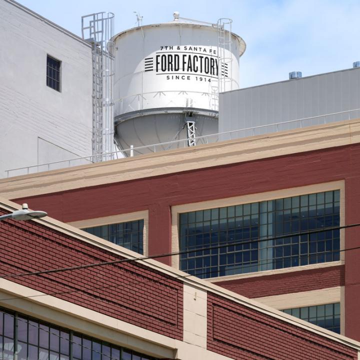 Ford Factory water tower, warner music group headquarters, los angeles
