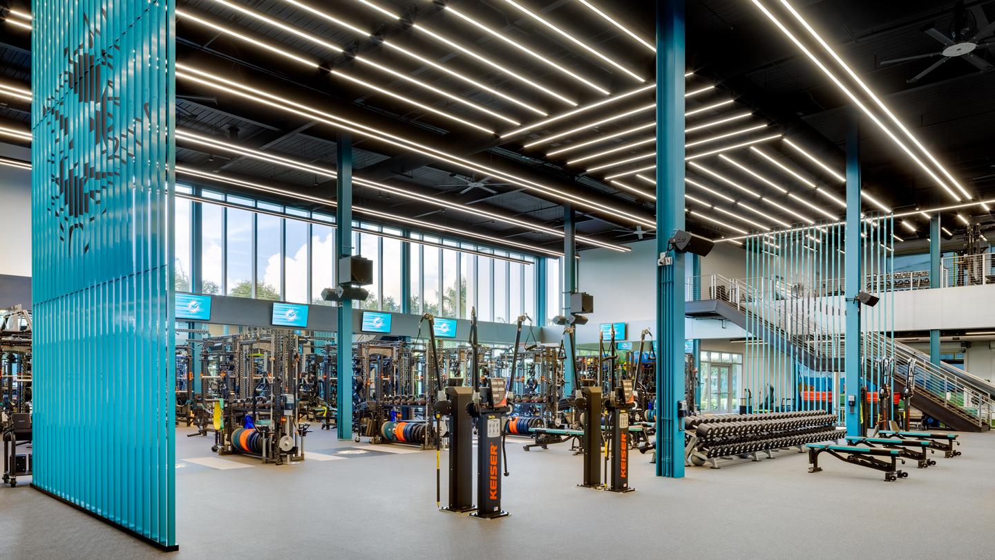 gym of dolphins training facility, sports, interior design