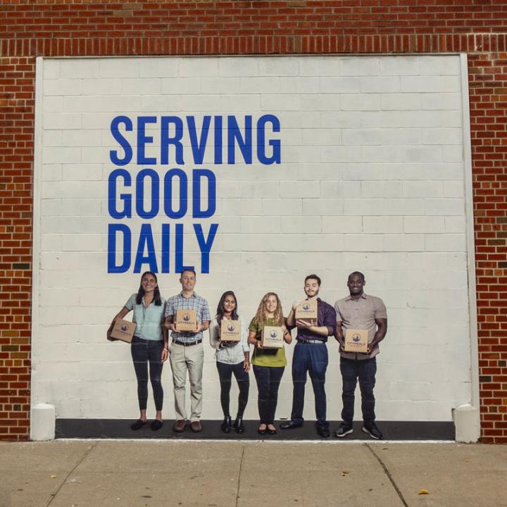 Citymeals on Wheels's new warehouse with graphics designed by Rockwell Group.