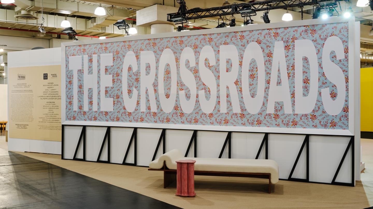 crossroads billboard icff wanted design javits installation rockwell exhibit