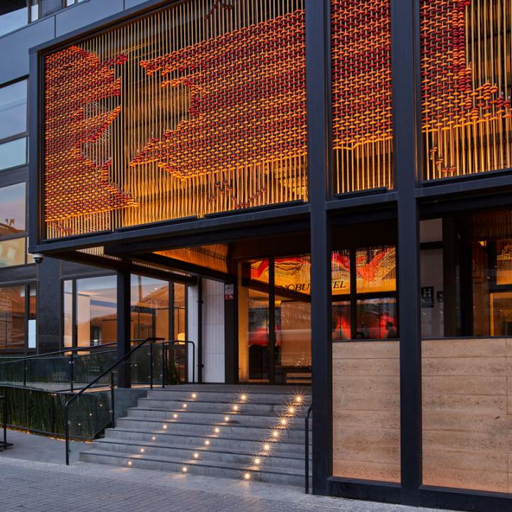 exterior entrance of nobu hotel barcelona, architecture, interior design, spain