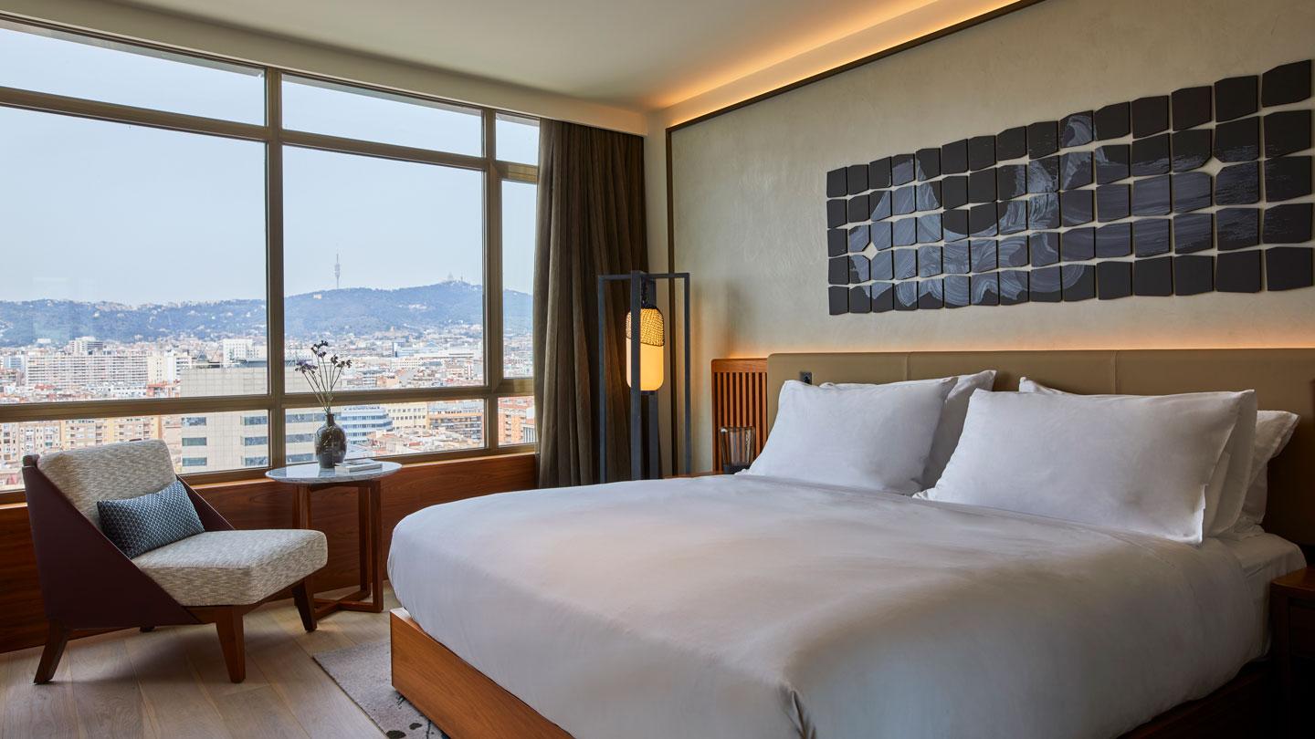 guestroom at nobu hotel barcelona, architecture, interior design, spain
