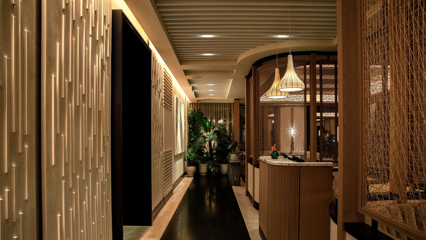 entry of miru restaurant at the st. regis chicago hotel, luxury, interior design