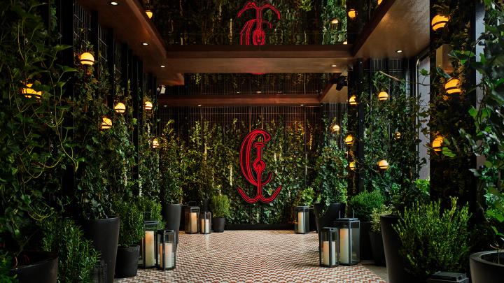 The entry of CATCH Steak restaurant in New York City designed by Rockwell Group.