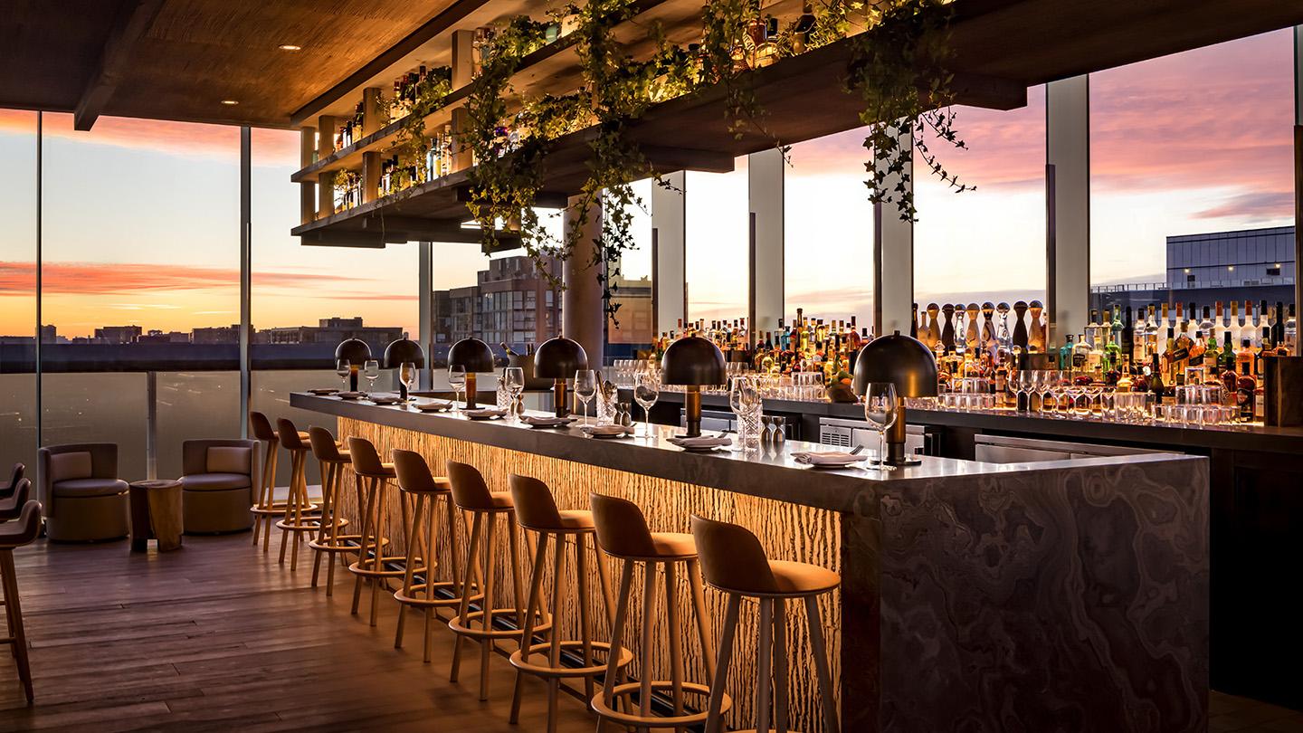 1 hotel toronto Harriet's rooftop bar and restaurant; interior design architecture; rockwell group