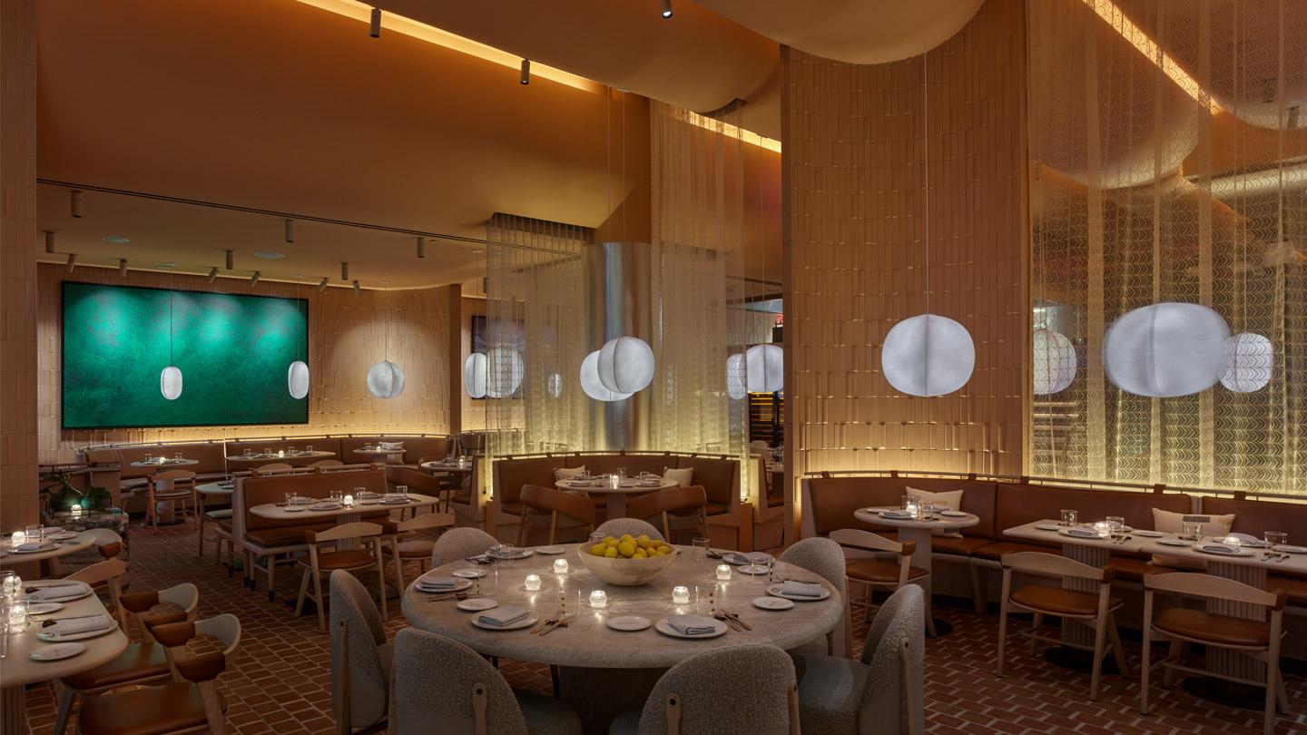 Dining room at Casa Dani restaurant, NYC, interior design