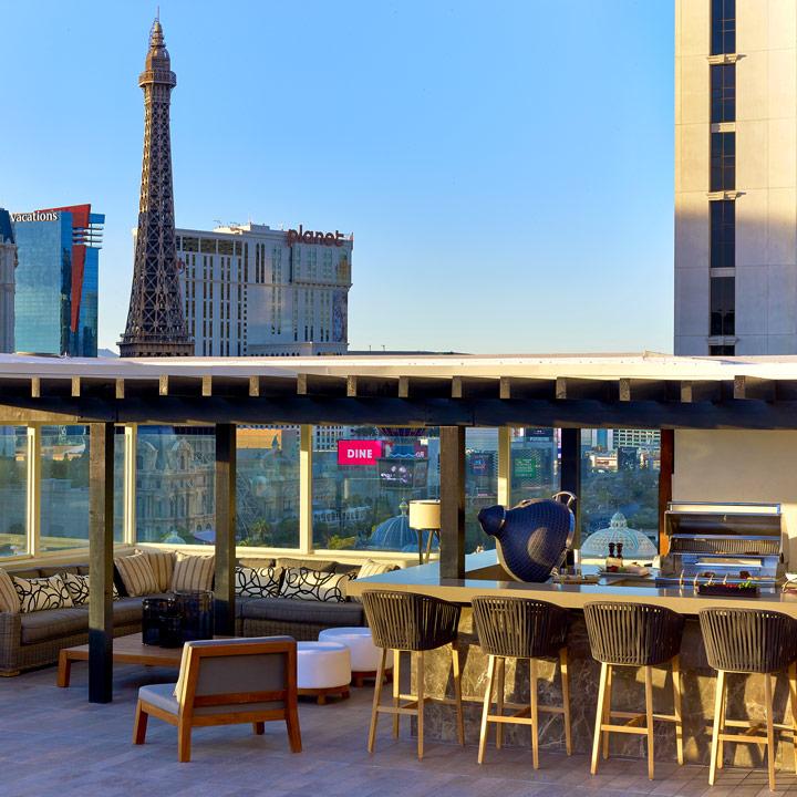 outdoor terrace overlooking las vegas strip at daytime 