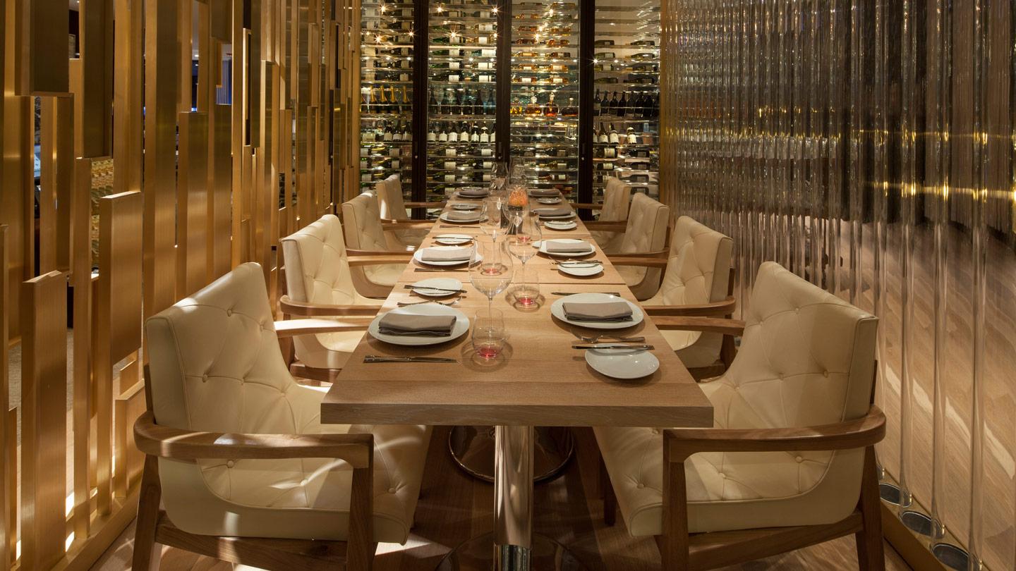 private dining room in travelle restaurant at the langham chicago designed by rockwell group 
