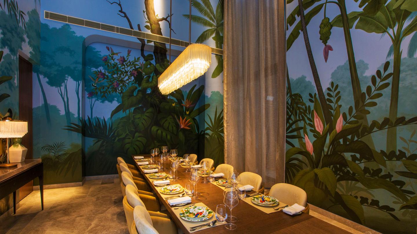 private dining room at camellias clubhouse, india, residential design, interior design