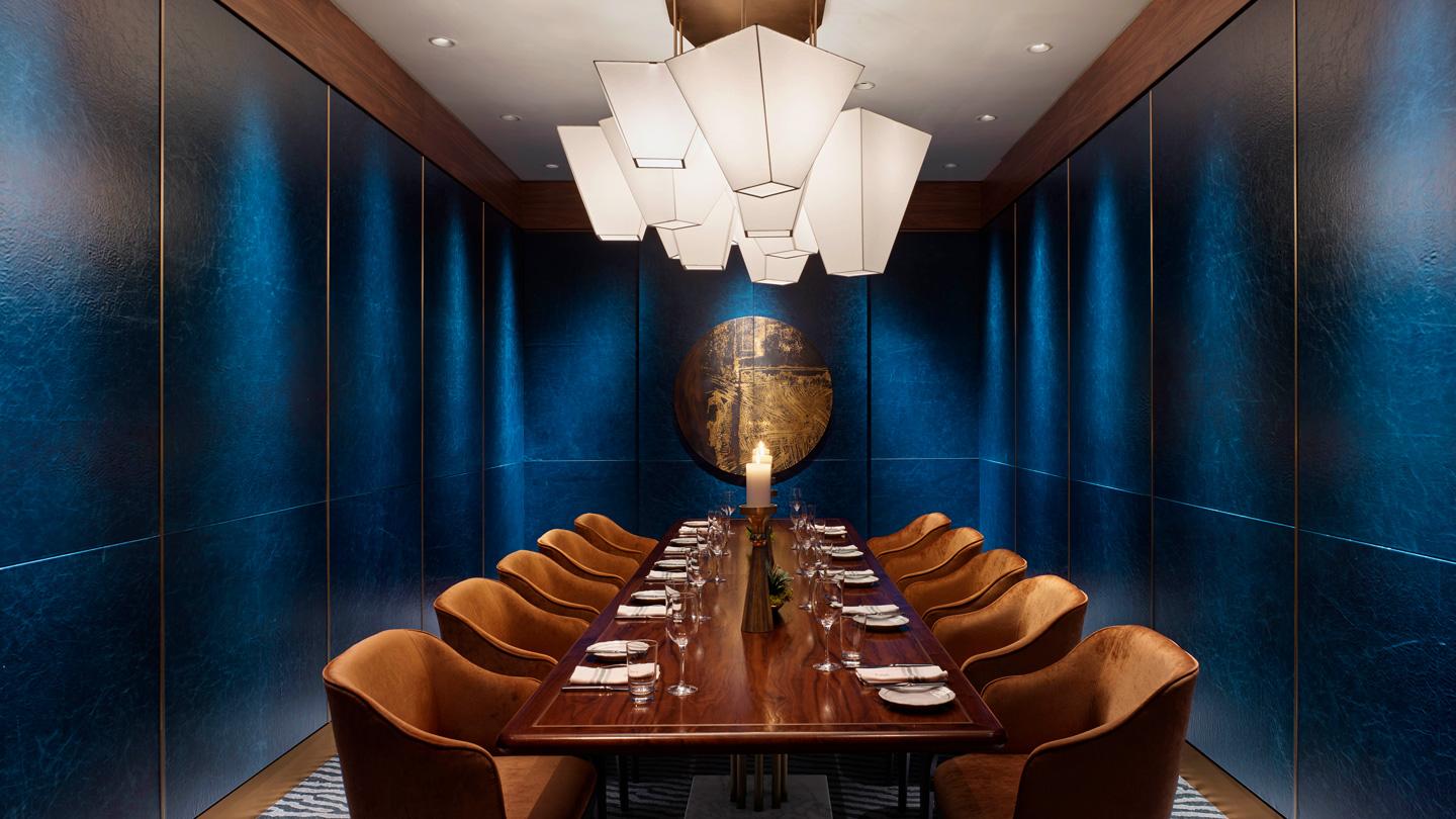 Private dining room in REIGN restaurant at Fairmont Royal York designed by Rockwell Group architects