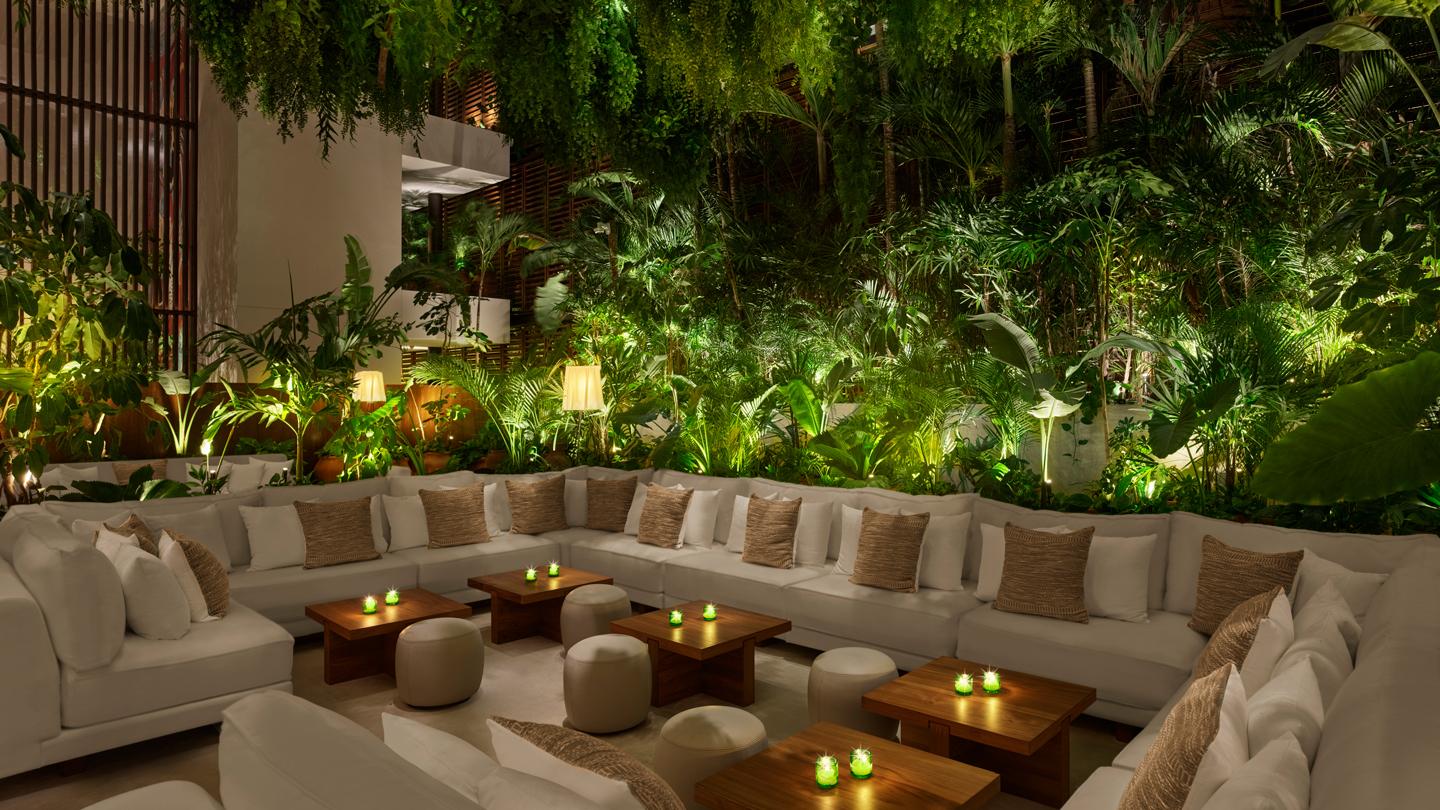 lobby lounge at the riveria maya edition at kanai, luxury 5 star hotel, resort