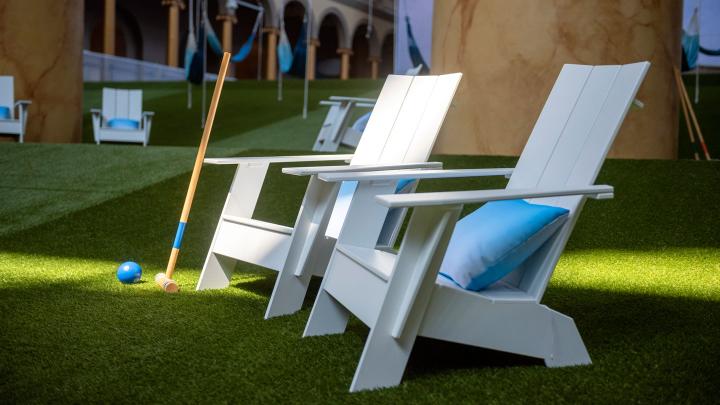 Adirondack chairs at Lawn, Rockwell Group's installation at the National Building Museum