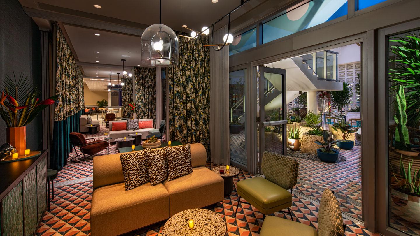 Moxy South Beach's flexible conference rooms transform into a lounge at night.  