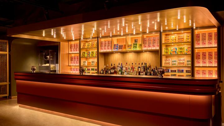 neuehouse cinema workspace rockwell group cellar bar lounge interior design concession