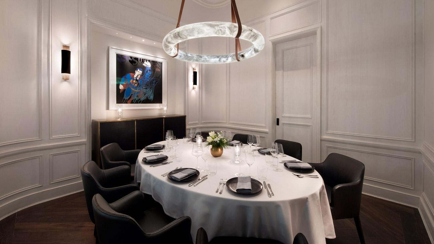 Oceans New York seafood restaurant's private dining room designed by Rockwell Group architects.