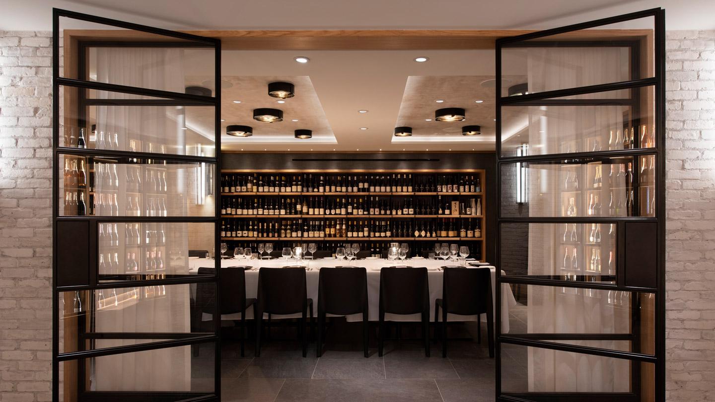 Oceans New York seafood restaurant's private dining room designed by Rockwell Group architects.