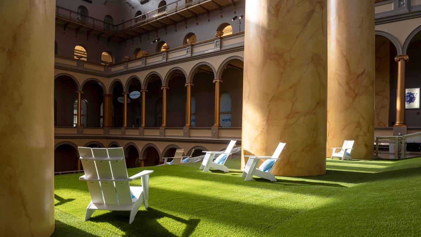 Lawn at the National Building Museum designed by LAB at Rockwell Group.