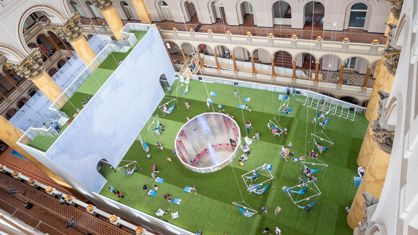 Lawn at the National Building Museum designed by LAB at Rockwell Group.