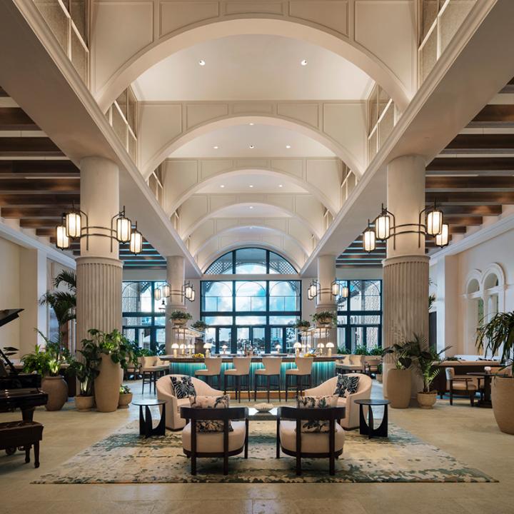 palm court boca raton resort lobby; rockwell architecture interior design; luxury hotel