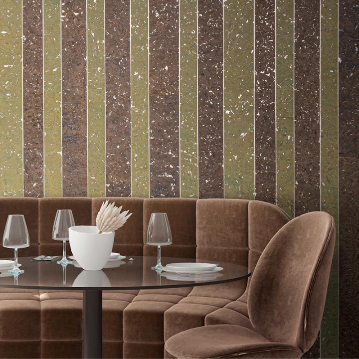 porto cork wallcovering maya romanoff david rockwell; interior; sustainable design